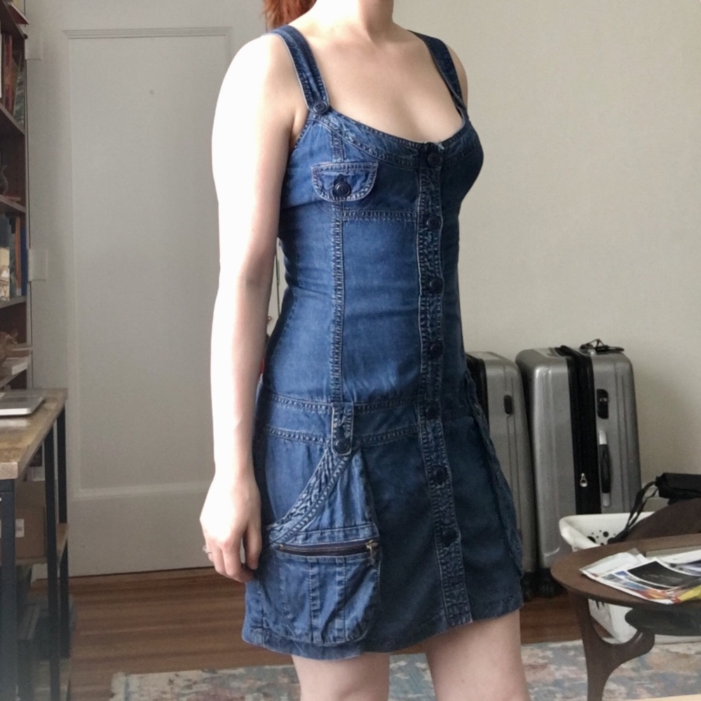 Denim Button Down Dress with Pockets